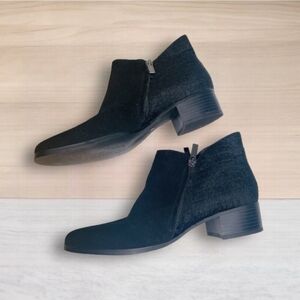 Calf Hair Black Ankle Boots
